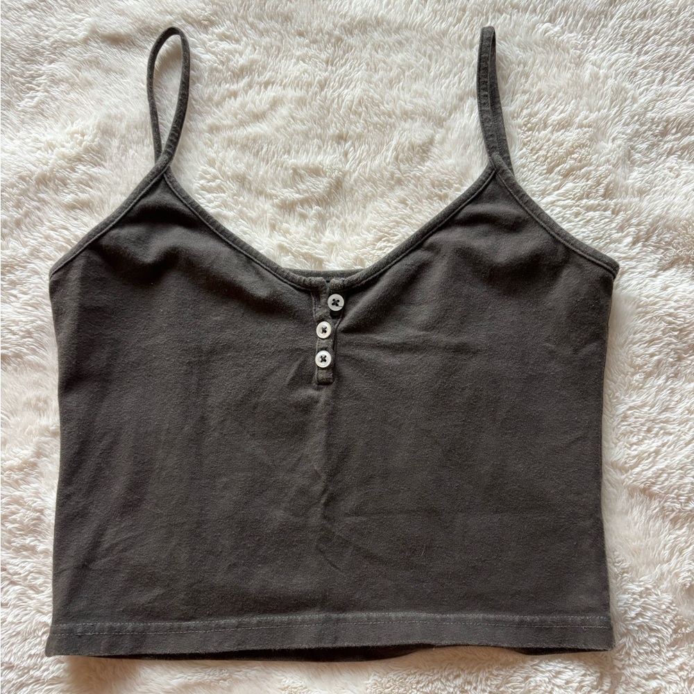 Brandy Melville Brown Buttoned Crop Top